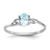 10k White Gold Polished Genuine Aquamarine Birthstone Ring